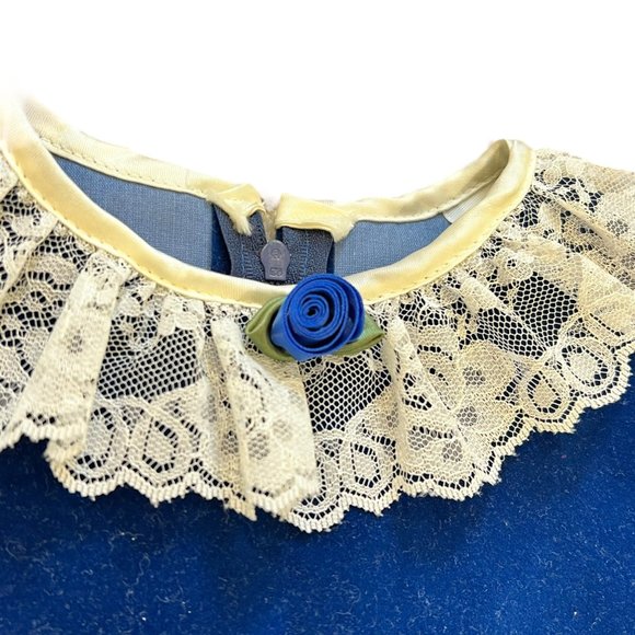 Vintage Blue Velvet Lace Collar Dropwaist Winnie the Pooh 6X Dress - Picture 2 of 9